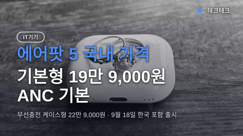 에어팟 5 가격 19만 9,000원 ANC 기본 — 에어팟4와 비교, 사전예약 출시일과 바꿔야 할까