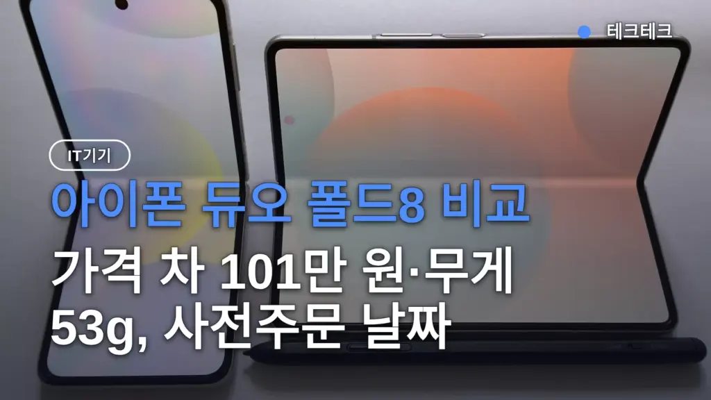 아이폰 듀오 폴드8 비교 — 가격 차 101만 원·무게 53g, 사전주문 날짜