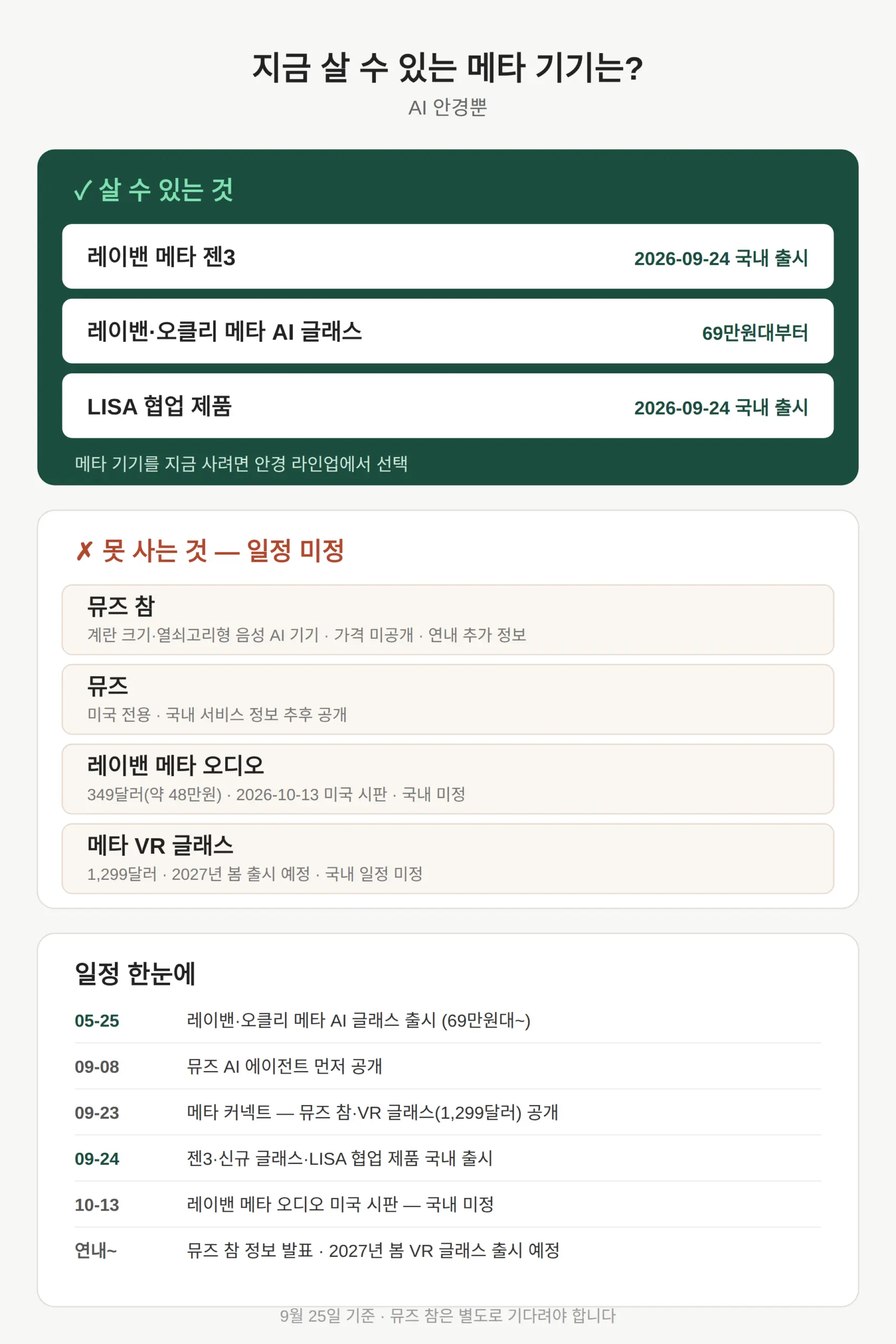 지금 살 수 있는 메타 기기는? — AI 안경뿐