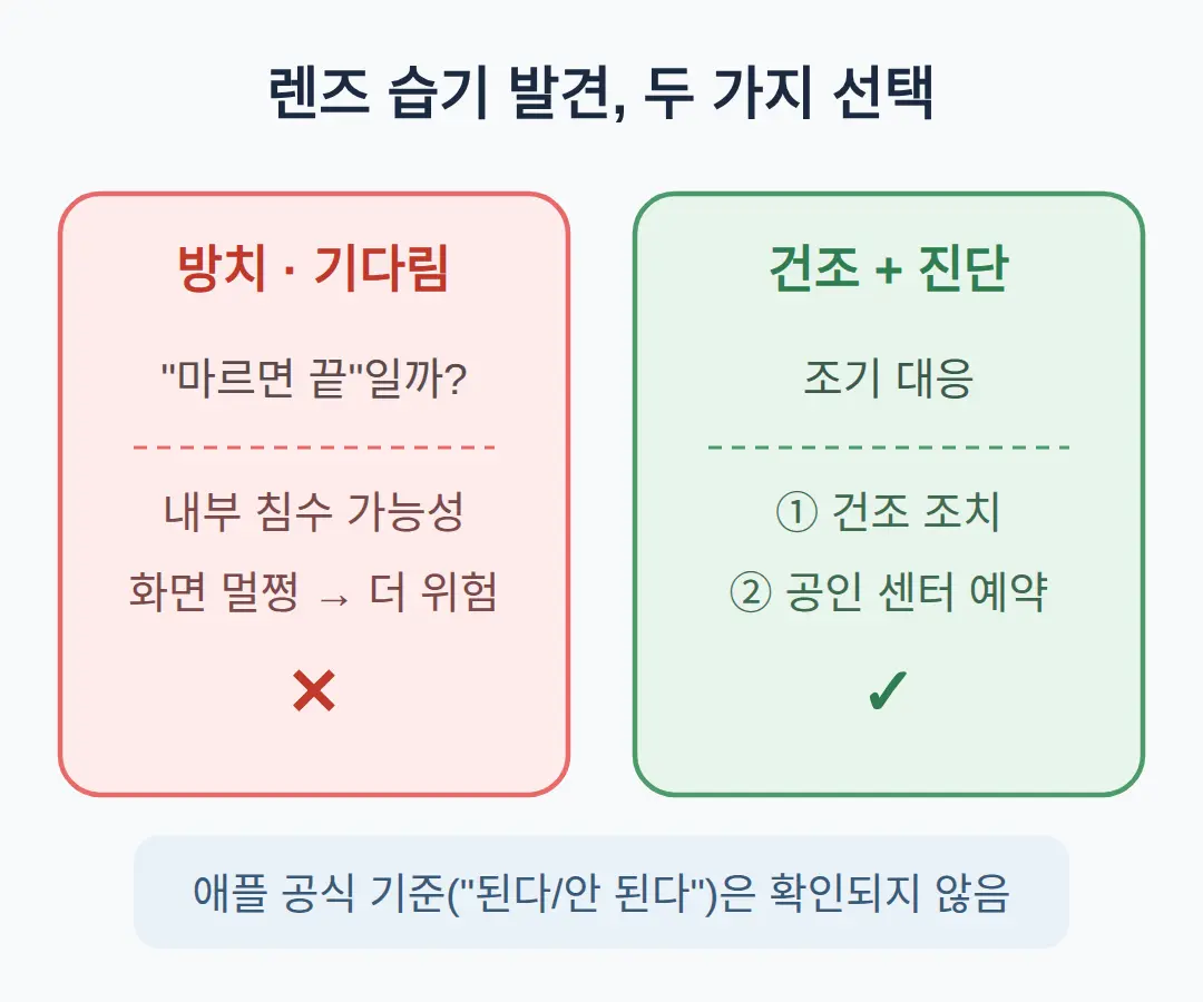 아이폰 침수 카메라 습기, 자연 건조 되나